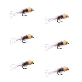 Thor Outdoor Pink Squirrel Fly - 6 Pc Set, Hook Size #18, Dark Variant - BH Wet Fishing Flies for Steelhead Trout, Salmon, Panfish, Bluegill