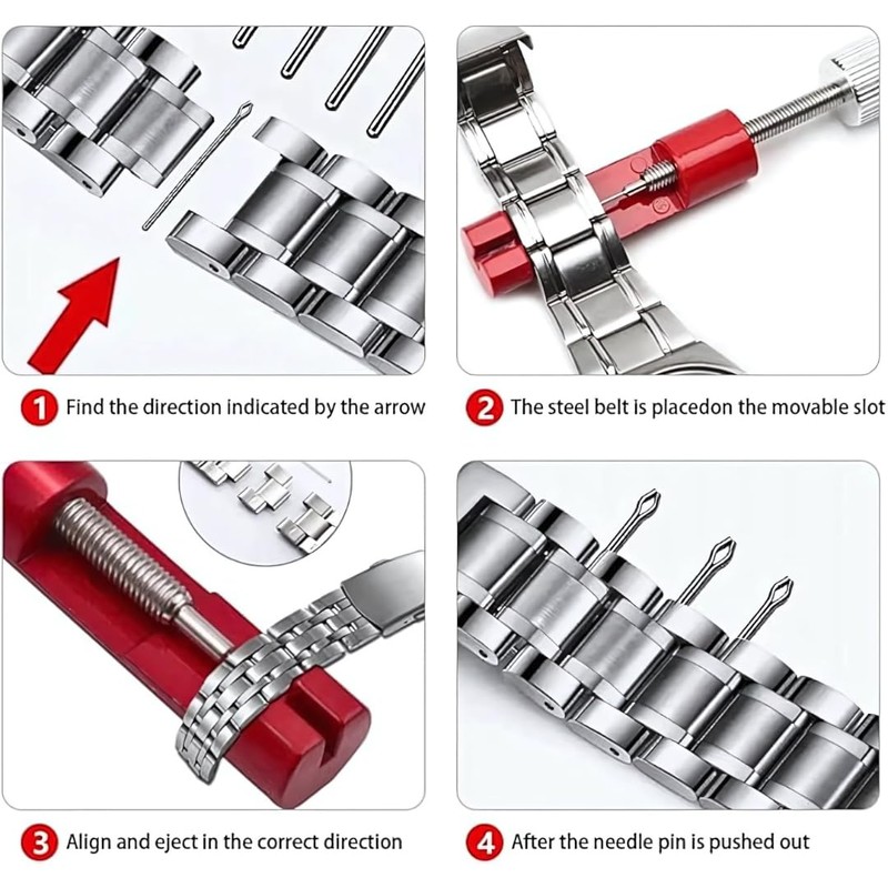 Metal Watch Link Removal Kit- Watch Repair Tool-Pin Remover Adjust-Replacement