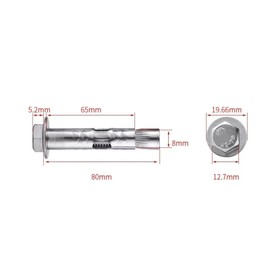 5Pcs Expansion Screw Bolts, Stainless Steel Expansion Sleeve, M8*80mm Anchor Bolts, For Wall