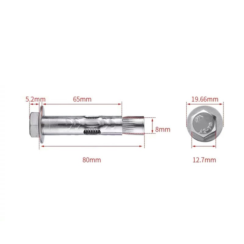 5Pcs Expansion Screw Bolts, Stainless Steel Expansion Sleeve, M8*80mm Anchor