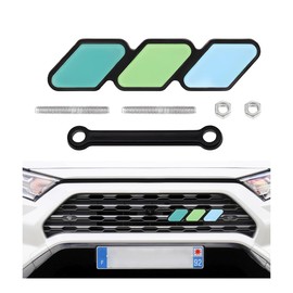 BWBWND Tri-Color Grille Decor Badge, Front Slotted Grille Emblem Decoration Insert Trims, 3-Color Stripe Decal Classic Emblem Compatible with Tacoma 4 Runner, Car Accessories (J)