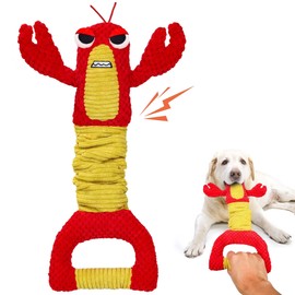 FLERDMAU Dog Toys for Large Dogs, Interactive Dog Toys for Boredom, Squeaky Dog Toy, Plush Puppy Chew Toy for Small, Medium and Large Dogs - Dog Enrichment Birthday Toy Gift (Crimson)