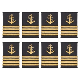 WEBEEDY 4 Pairs Epaulettes Golden Anchor Epaulettes Badge Epaulettes Captain Mate Marine Fleet Admiral Uniform Badge Slider Cosplay Four Bars Gold Stripes, black
