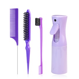 DUAIU Cepillo para Cabello, Juego de 4 Peines para Peinar el Cabello, Peine Cola de Rata, Cepillo para bordes, Botella pulverizadora para Mujeres,... 