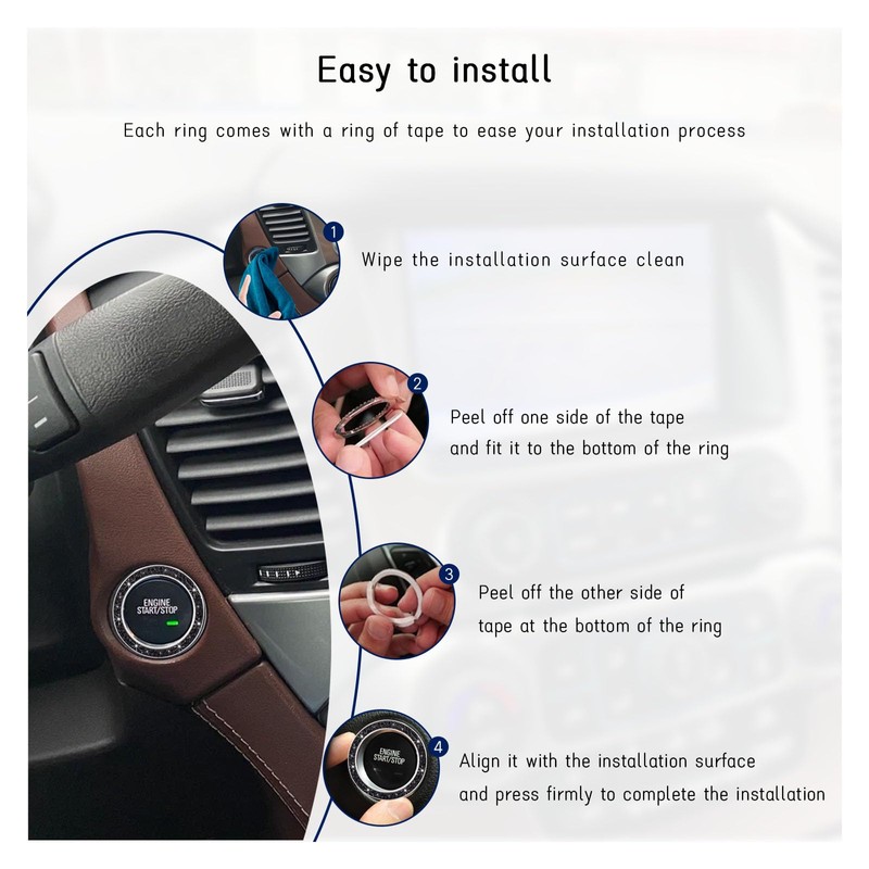 Dickno Bling Crystal Double Rhinestone Car Engine Start Stop Decoration