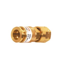 Ibeda DKD Gas Quick Coupling with Union Nut in Set with D4 Coupling Pin with Male Thread for Fuel Gas G3/8 LH, Oxygen 1/4 RH, Inert Gas G 1/4 Inch RH, Design: Oxygen G 1/4 Inch RH