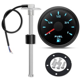 ARTILAURA Fuel Sending Unit and Gauge Kit, 240-33ohms 12" (300mm) Boat Marine Fuel Tank Sender Stainless Steel Gas Sensor for Car Truck Vehicle (Black)