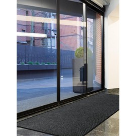 Urban Vista 3' X 10' Commercial Grade Striped Brush Step Entrance Mat with Vinyl Backing - Indoor Outdoor Heavy Duty Door Floor Mat