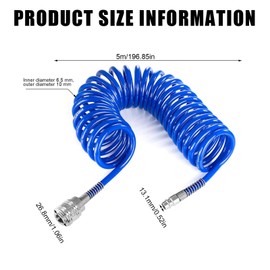 LINTRA 5 m Compressor Hose, Air Hose Made of PU, Compressed Air Hose 5 m Diameter 10 mm x 6.5 mm, Max Pressure 10 Bar with Kink Protection and Quick Release Couplings