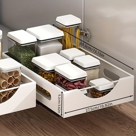 Cabinet pull-out dish storage rack Home kitchen cabinet built-in storage rack Bowl tray storage rack Multi-function bowl rack drain rack Home Kitchen Cabinet Dish Storage Rack - Built-In Tray Organizer Summer Gift - Color: 【White】condiment rack