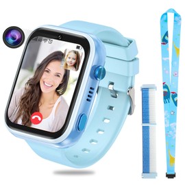 OKYUK 4G Smartwatch for Kids, GPS Tracker, Multiple Desktop Styles to Choose From, Two-Way Calls, Image Competence, SOS, Wi-Fi, Waterproof Touch Screen for 4-12 Boys and Girls (T45 Blue)