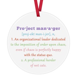 Funny Project Manager Gifts Project Manager Ceramic Ornament Birthday Christmas Ornament Gift for Project Manager Team Leader Office Humor Appreciation Gift for Colleagues
