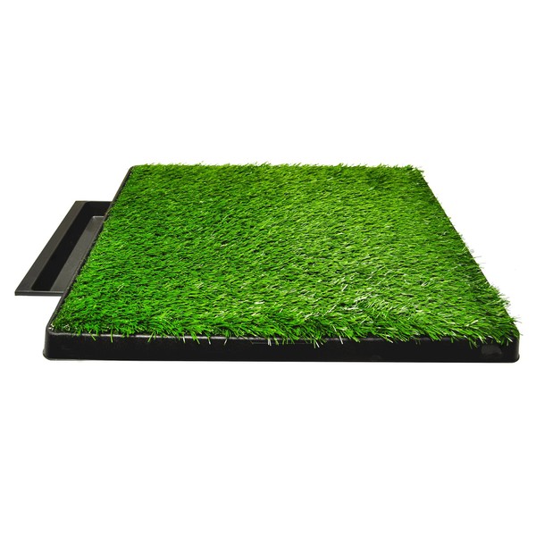 Downtown Pet Supply Dog Pee Potty Pad, Bathroom Tinkle Artificial Grass Turf, Portable Potty Trainer (20 x 25 Inch with Drawer)