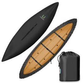LIBZAKI 12.3-13.5ft Kayak Cover Accessories/Canoe Cover,Upgraded Thickened Waterproof & UV Protection Kayak Covers for Indoor/Outdoor Storage-L-Black