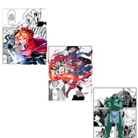 Ouroboros Art & Design - FMA - Full Metal Alchemist Anime Poster Set – Roy Mustang, Edward, and Alphonse Elric – Premium Matte 300 GSM Paper - Set of 3 – 8x10 inch - Unframed