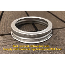 THINKCHANCES Food Safe and BPA Free Rust Resistant Silver Aluminum Metal Screw Rings/Bands for Mason, Ball, Canning Jars (12 Pack, Regular Mouth)