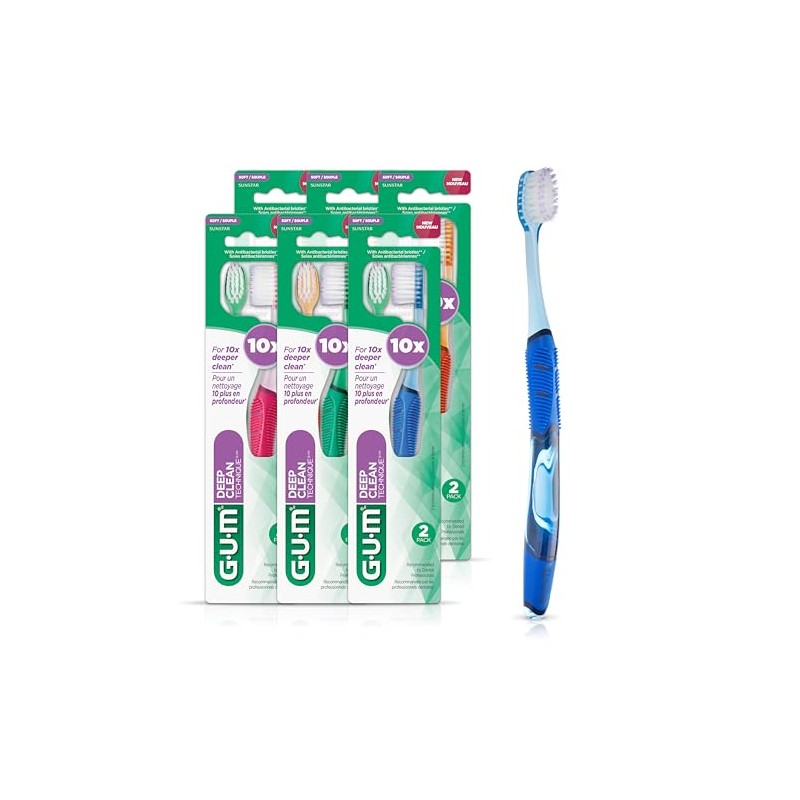 GUM Technique® Deep Clean Compact Soft, 12 Toothbrushes (Twin Pack