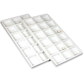 FindingKing 2 White Plastic 18 Compartment Jewelry Tray Inserts