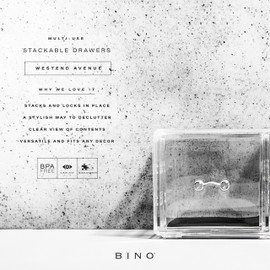 BINO Organizador de maquillaje de 2 cajones, Westend Avenue | SERIE MANHATTAN | Organizador de cajones de maquillaje | Almacenamiento de maquillaje | Organizador de cosméticos | Organizador de cambiador | Organizadores de maquillaje transparentes y cajas