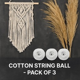 Cotton Twine String Ball White Kitchen Craft 3 Pcs Garden Twine Meat Tying Diy Parcels Luggage Tags Cord Home Organising Decorating Culinary Cooking Baking Roasting Trussing (1 Count)