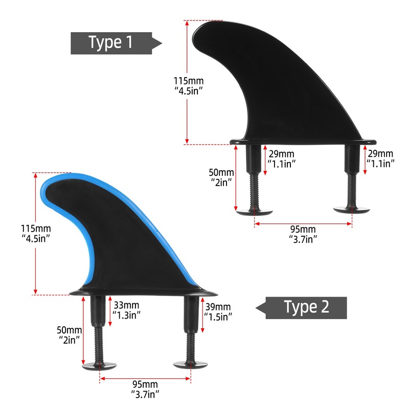 3pcs Soft Surfboard Fins with Screws 4.5 Inch Surf Fins