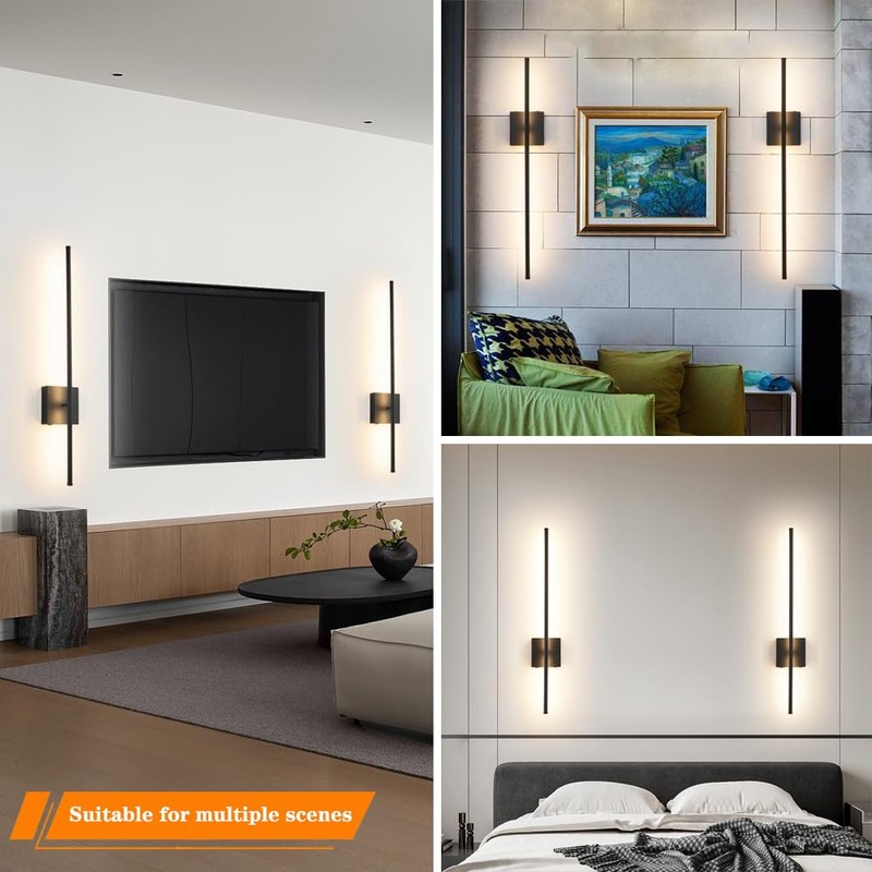 Ditoon Battery Operated Wall Sconce Set of 2, Black USB