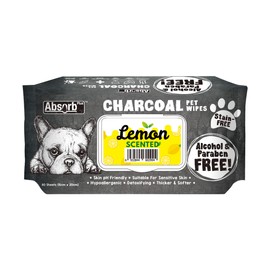 Absorb Plus Charcoal Pet Wipes 80 Sheets, Lemon