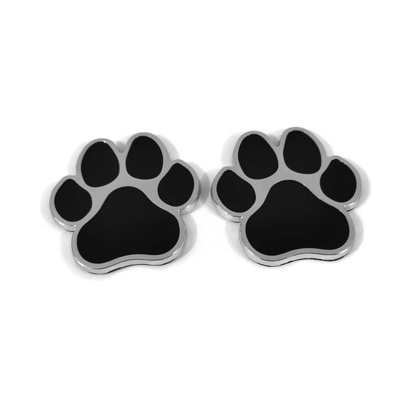 PTDecals 2 PCS Black Chrome Metal Paw Print Car Emblem