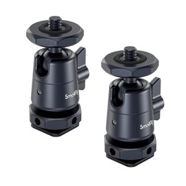 SMALLRIG Mini Ball Head (2-Pack) with 1/4" Screw and Removable Shoe Mount, 360 Degree Rotating Aluminium Tripod Head for Camera Tripods, Monopods, Camcorders, Max Load 1.5kg - 2948B