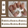 Coffee Press on Nails Short Square Fake Nails with Cat-Eyes