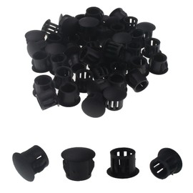 Nihfien 50 Pcs Plastic Flush Type Hole Plugs, 3/8"(10mm) Snap in Locking Hole Screw Protection Cap Cover Plugs Fastener Covers for Furniture Cabinet Shelf Hole Decor(Black)
