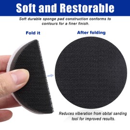 SIJDIEE 6 Pack Interface Pads, 3 Inch Hook and Loop Soft Density Sponge Cushion Buffer Backing Pad, Foam Sanding Interface Pads for Orbital Sander Automotive Woodworking Polishing