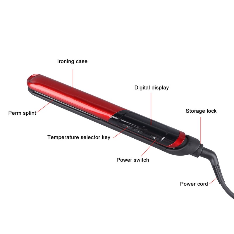 Hair Straightener Ceramic Digital Temperature Display Hair Curling Straightener Iron