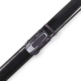 DOOPAI Men's Adjustable Ratchet Belt - Black Leather Dress Belt for Men, Customizable Fit, Easy to Use, Maximum Durability