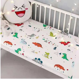 X&F Baby Futon Cover Kids Nursery Futon Sheet 130x70 Nap Futon Cover Elastic Crib Fitted Sheet Fluffy Mattress Cover Dinosaur