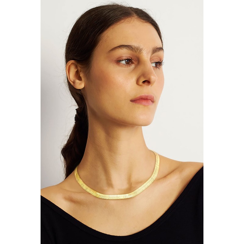 LILIE&WHITE for Women Flat Gold Snake Flat Herringbone Snake