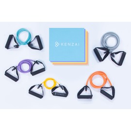 Kenzai Resistance Bands Exercise Set with Handles, Multi-Color Fitness Tubes, Strength Training Equipment for Home Workouts