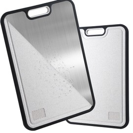 PureTitanium Cutting Boards for Kitchen, Cutting Board Double Sided Food Grade, Titanium/Wheat Straw PP Chopping Board with Juice Groove,Large Size 15.6"×10.6",Dishwasher Safe, Easy to Clean