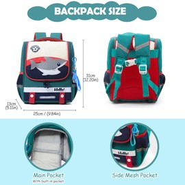 LJCZKA Toddler School Backpack Boys with Chest Strap, Children’s Backpack Animal with Reflective Strip Water Resistant for Age 3-6