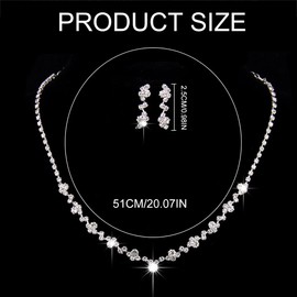 TNSRAY Bridal Wedding Necklace Earrings Set, Bridal Jewellery Wedding Set Silver Wedding Jewellery Bridal Rhinestone Crystal Necklace Bracelet Pendant Earring Set Wedding Silver Bridal Choker, Metal,