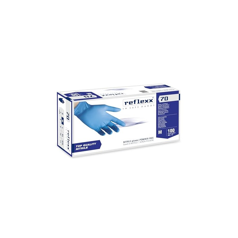 Reflexx R70/M Powder free nitrile gloves, gr4, 9 Size M,