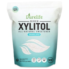 DureLife XYLITOL Sugar Substitute Made From 100% Pure Birch Xylitol NON GMO - Gluten Free - Kosher, Keto approve, Natural sugar alternative, Flavor Powder - Size: 4OZ