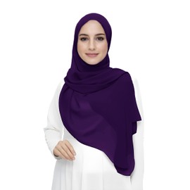 Premium Chiffon Hijab Head Scarf Shawl Wrap for Muslim Women Lightweight Spring Summer (Dark Purple)