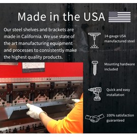 DIY CARTEL Made in USA Linear Floating Shelf - Steel/Metal - Professionally Powder Coated - Industrial Heavy Duty Wall Mounted Modern Rustic Shelf Ledge (24-in X 8-in Powder Coated Matte Black)