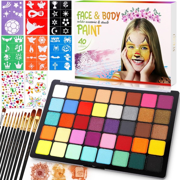 POWZOO Children's make-up set, 40 colours face paint, make-up palette,