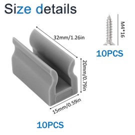 INCREWAY 10PCS Grey Shower Door Bumpers Rubber Wall Jamb Bumpers Glass Sliding Shower Doors Block with Screws for Sliding Glass Doors (8mm Track)