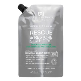 MARTHA DEBYALE HAIR TECH Rescue & Restore Shampoo Pouch. Restauración, con Sacha Inchi Peruano, 450 ml.