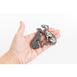 Handmade Mini Resin Whippet/Greyhound Figurines - Set of 2, Decorative Dog Statues 7cm high (Grey with silver flakes)