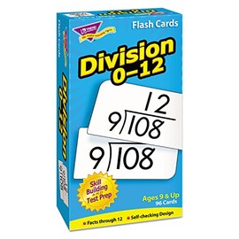 TREND ENTERPRISES: Math Skill Drill Flash Cards, Divison 0-12, Self-Checking Cards to Practice and Master, Great for Skill Building and Test Prep, 91 Cards Included, Ages 9 and Up