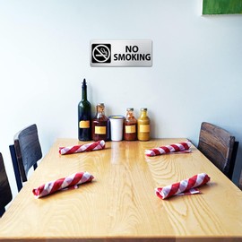 Smoking Prohibited Sign, Aluminium, 17.8 x 7.6 cm, No Smoking Warning Signs, Reflective Metal Safety Signs, Waterproof for Outdoor and Indoor Use, Pack of 4